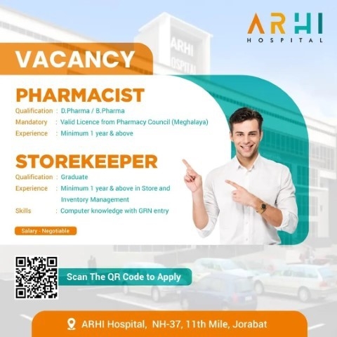 Vacancy on Pharmacist and Storekeeper