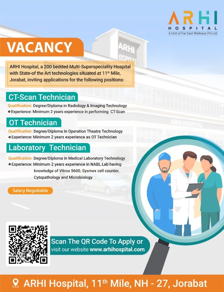 Vacancies for CT Scan, OT, and Laboratory Technicians
